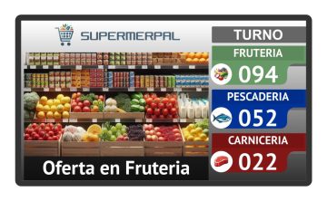 gestión de turnos supermercado mercado comercio carnicería frutería pescadería charcutería panadería gestor turnos sala de espera publicidad fotos videos