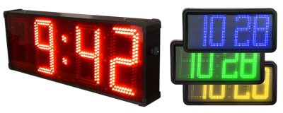 reloj temperatura led electrónico termómetro fachada banderola exterior estanco display calendario digital