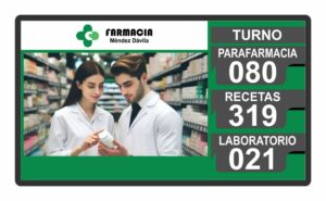 gestión de colas farmacia parafarmacia ortopedia gestor turnos espera pantalla turno publicidad sistema expendedor ticket televisión tv 3