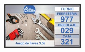 gestión de turnos control colas espera software publicidad sistema empresa comercio expendedor ticket táctil televisión tv digital signage 3
