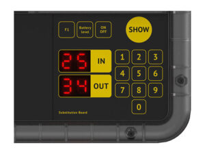 marcador cambio fútbol led exterior tablero display sustitución cuarto arbitro estanco alta visibilidad
