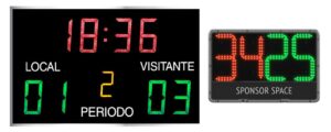 Marcador electrónico estanco led exterior para fútbol, rugby y hockey con gran luminosidad, funcionamiento inalámbrico. Videomarcador full color