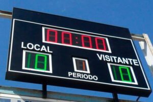 marcador futbol electrónico led exterior goles estanco espacio publicidad deportivo inalámbrico reloj display