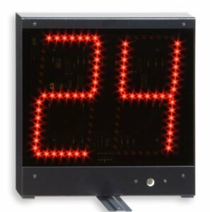 Módulos de posesión de baloncesto con botones preprogramados editables de 24 y 14 segundos modelo Favero kits24s. Bocina buzzer al finalizar el tiempo.