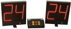 Marcador electrónico led de posesión de baloncesto con tiempos de 24 y 14 segundos modelo Favero kits24s. Bocina buzzer al finalizar el tiempo.