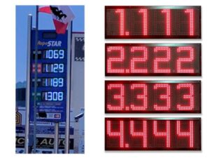 preciario led combustible display precios gasolineras monolito totem marcador pantalla indicador integración