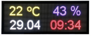 reloj temperatura led video full color fotos software app publicidad luminosidad carteleria digital