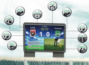 videomarcador fútbol rugby led Software full color goles estanco videos electrónico deportivo inalámbrico reloj